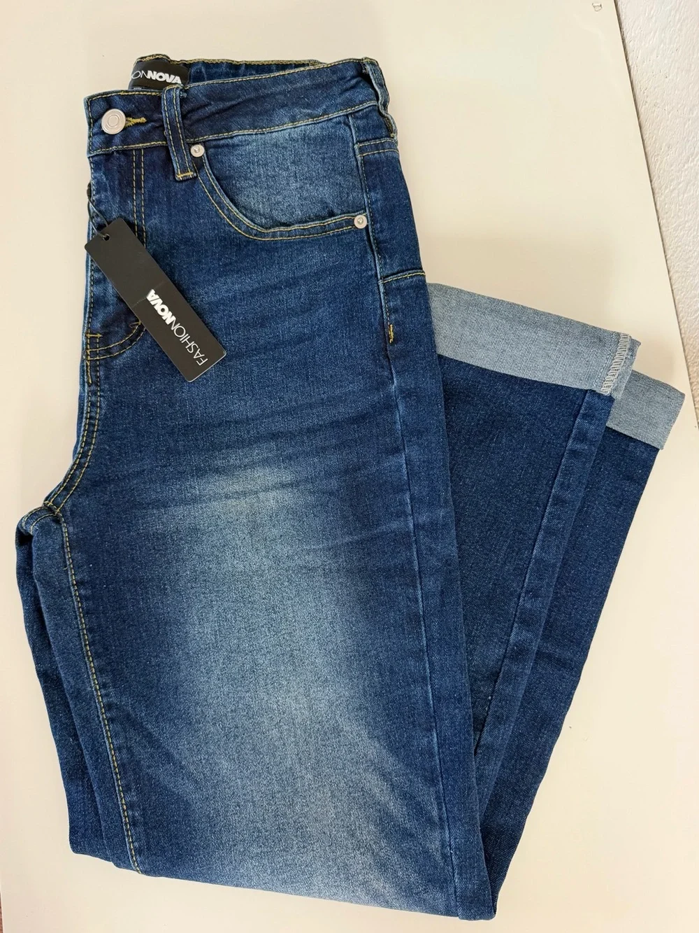 Fashion Nova Dark Blue Boyfriend Jeans